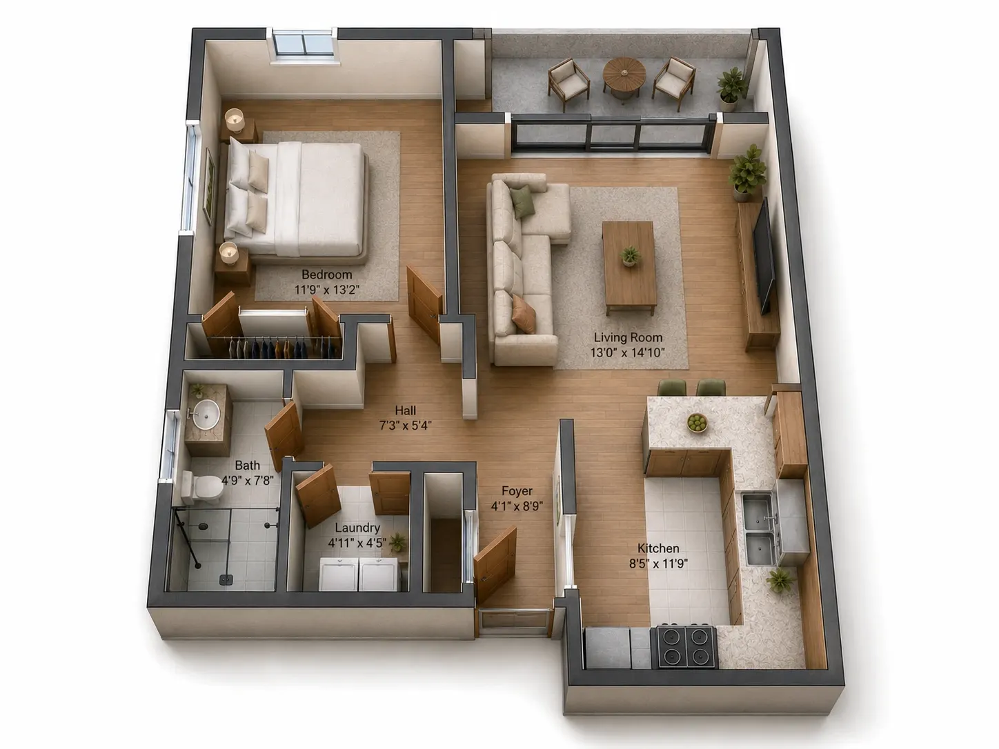 1 Bedroom floor plan at Z on Coolidge