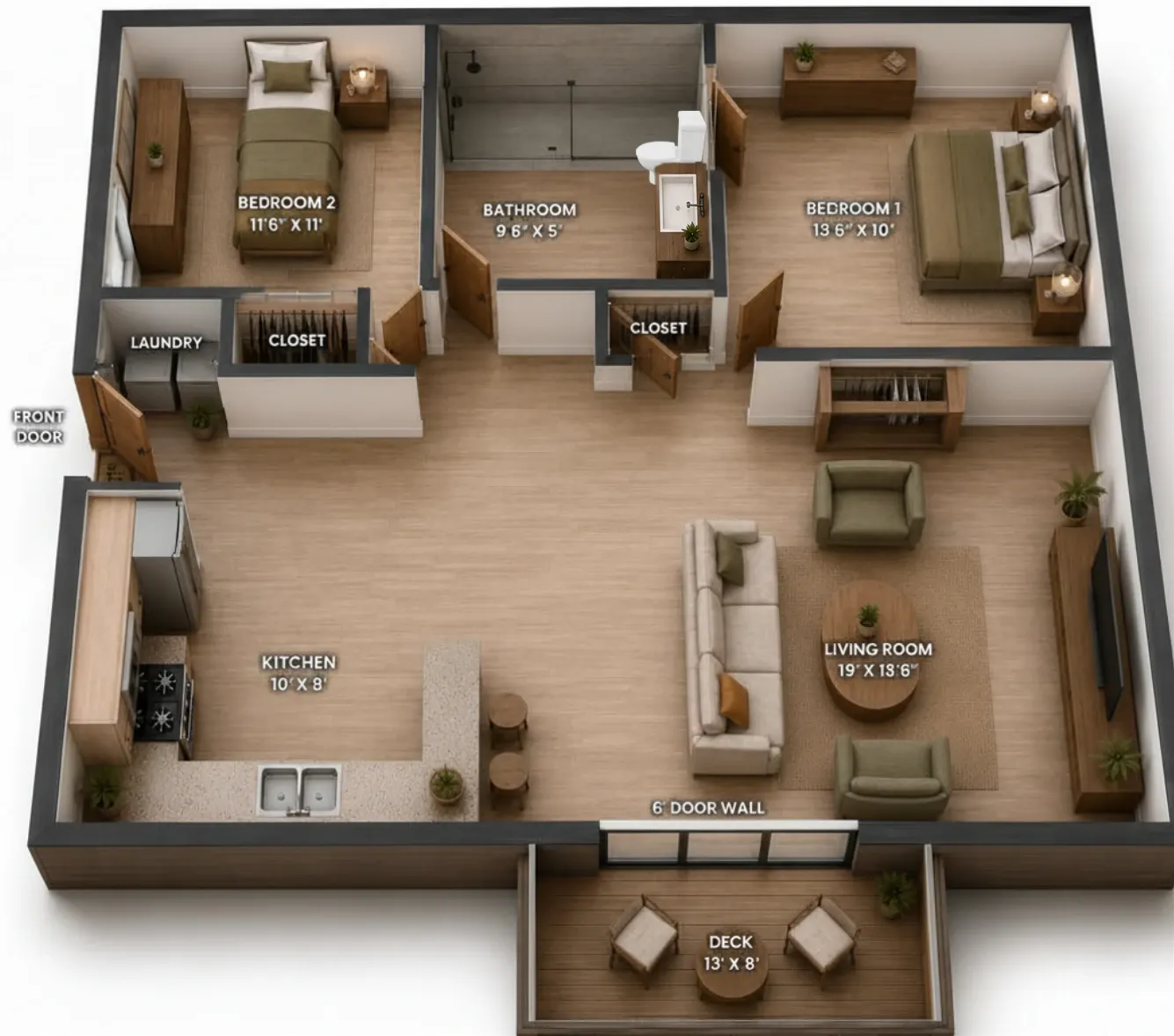 2 Bedroom floor plan at Z on Coolidge